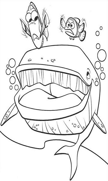 kolorowanka Gdzie jest Nemo malowanka Dory, Marlin i wieloryb postacie z bajki, obrazek nr 20